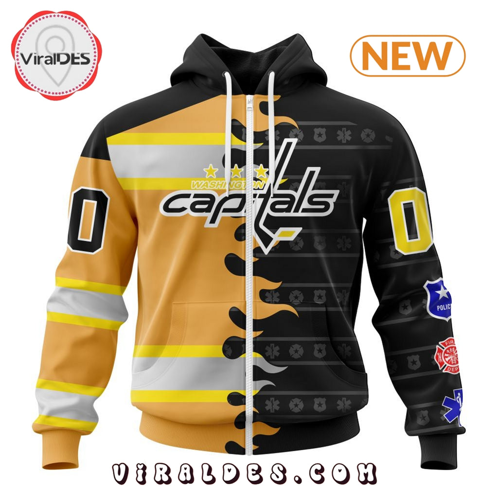 Custom NHL Washington Capitals 2025 First Responders Hoodie