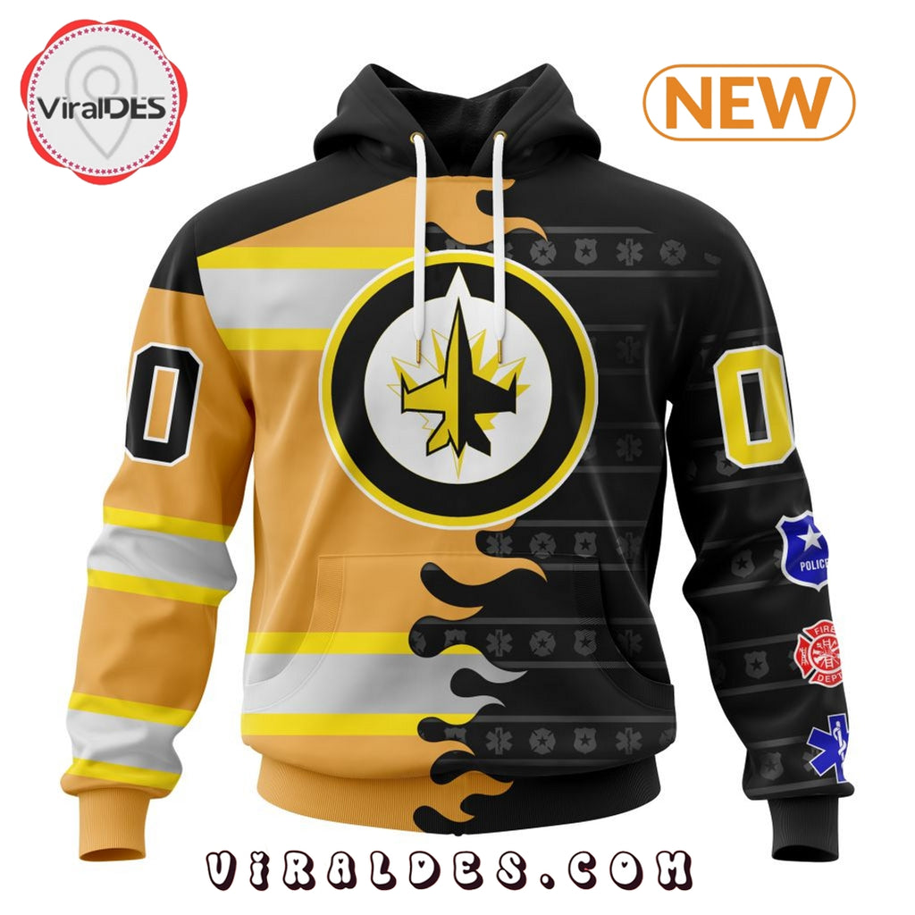 Custom NHL Winnipeg Jets 2025 First Responders Hoodie