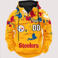 Personalized Pittsburgh Steeler Paint-Splatter Custom Name Number 3D Cargo Hoodie