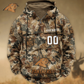 Carolina Panthers Custom Name Number Camo Huntin' 3D Cargo Hoodie
