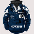 Personalized Dallas Cowboys Paint-Splatter Custom Name Number 3D Cargo Hoodie