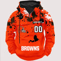 Personalized Clevelan Browns Paint-Splatter Custom Name Number 3D Cargo Hoodie