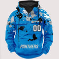Personalized Carolina Panthers Paint-Splatter Custom Name Number 3D Cargo Hoodie