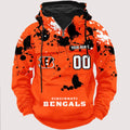 Personalized Cincinnati Bengal Paint-Splatter Custom Name Number 3D Cargo Hoodie