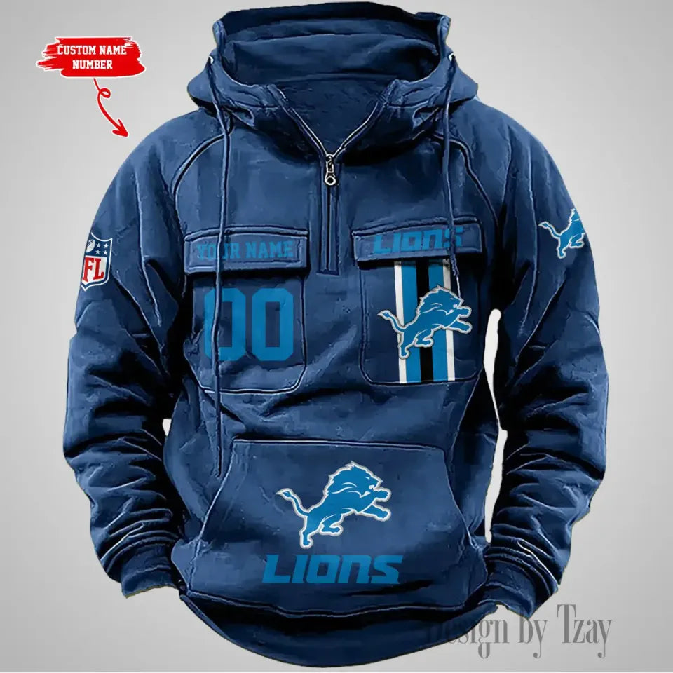 Detroit Lions Vintage Cargo Hoodies, Fan Gift