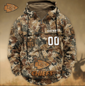 Kansas Football Team Custom Name Number Camo Huntin' 3D Cargo Hoodie