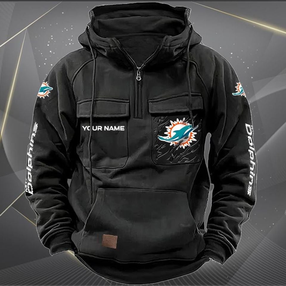 Miami Dolphins Custom Vintage Cargo Hoodies, Fan Gift