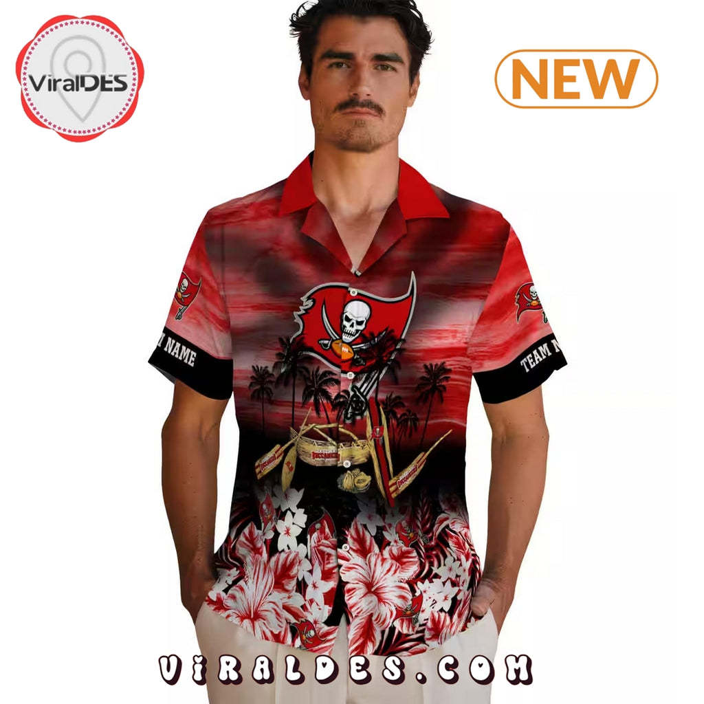 Custom Tampa Bay Buccaneers Tropical Canoe Hawaiian Shirt