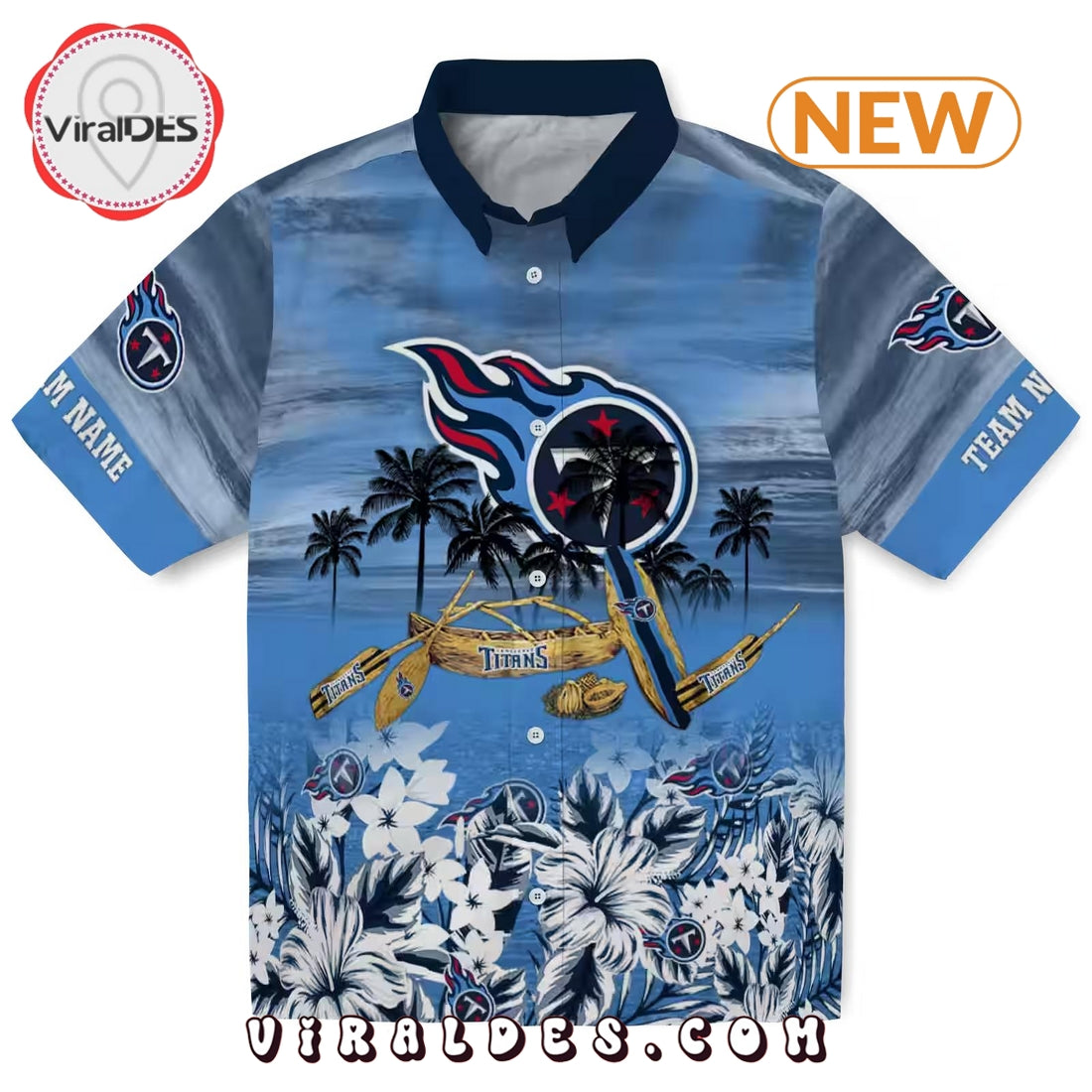 Custom Tennessee Titans Tropical Canoe Hawaiian Shirt
