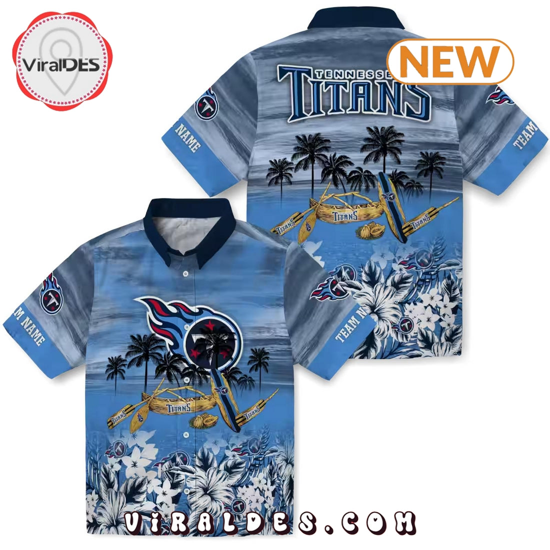 Custom Tennessee Titans Tropical Canoe Hawaiian Shirt