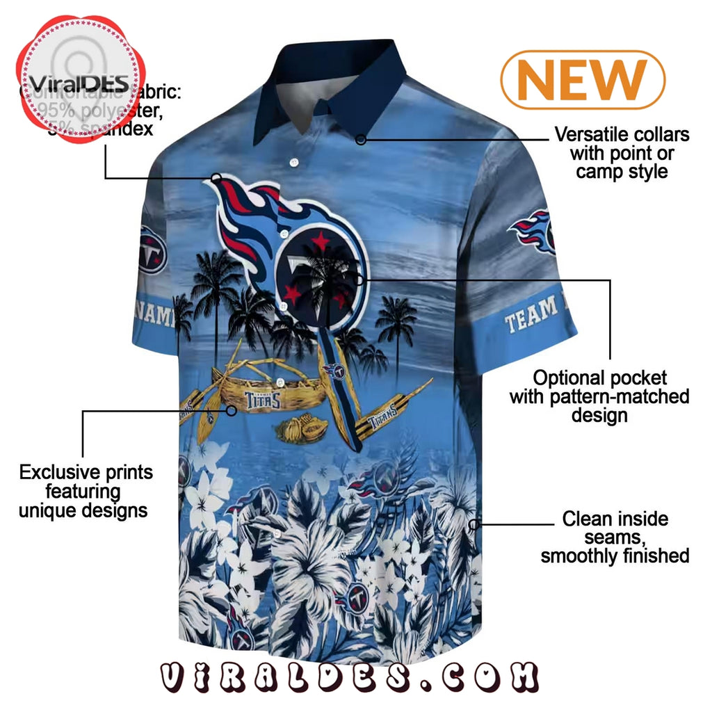 Custom Tennessee Titans Tropical Canoe Hawaiian Shirt