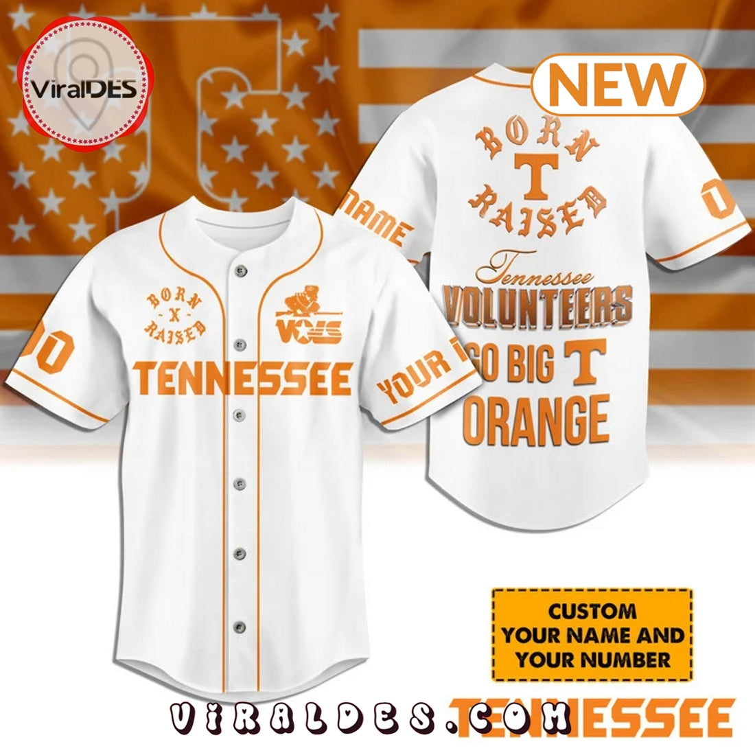 Custom Tennessee Volunteers Born Raised White Jersey