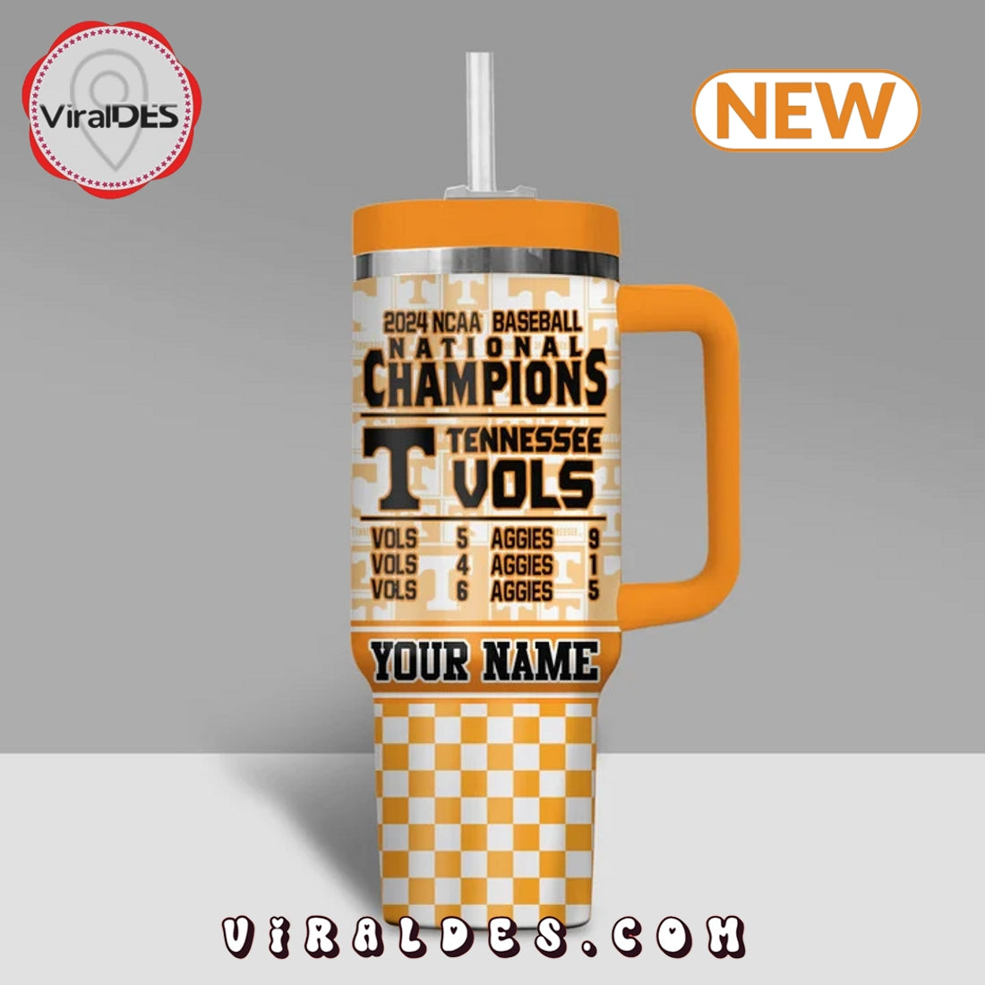 Custom Tennessee Volunteers Champions 40oz Cup Tumbler