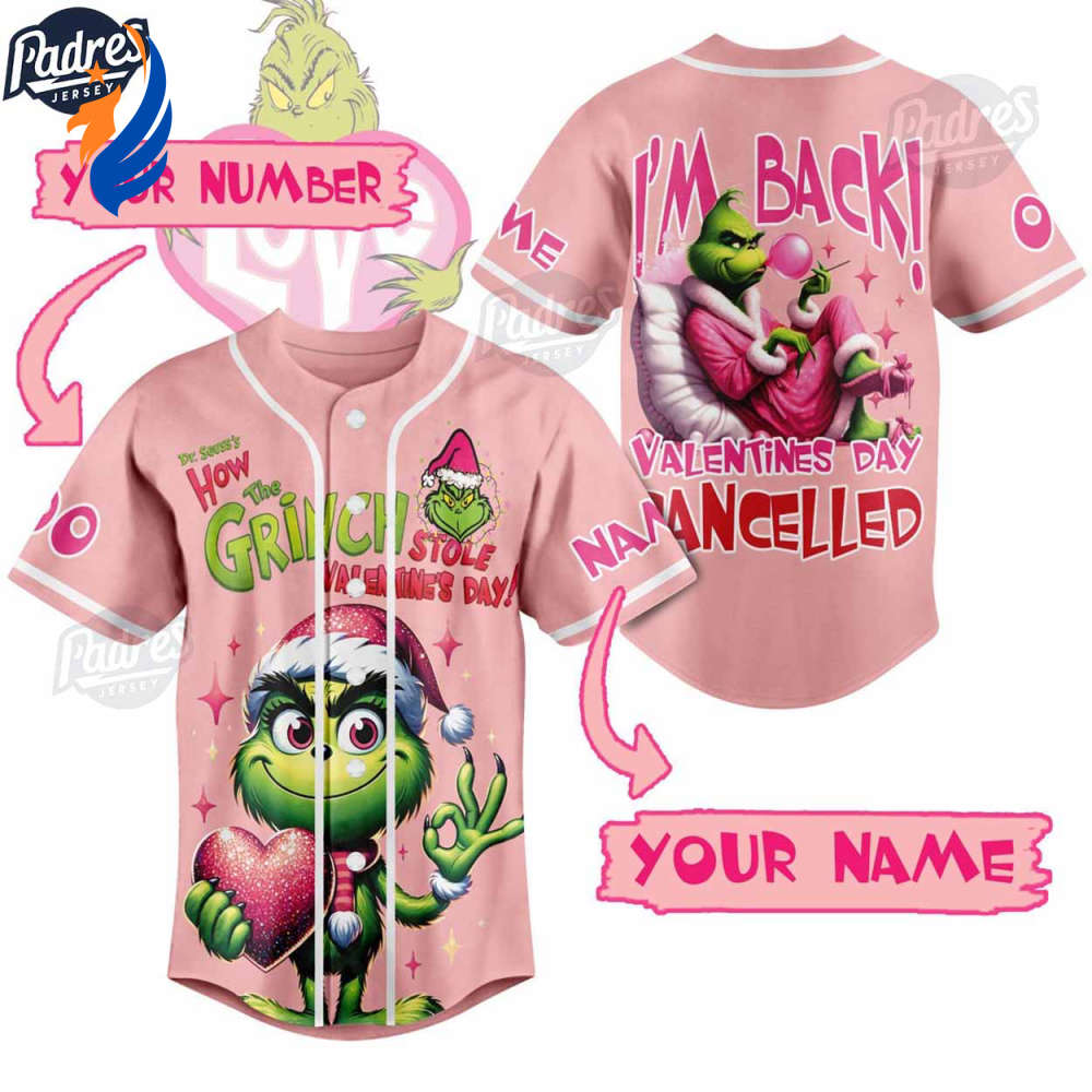 Custom Valentine The Grinch Baseball Jersey - Bafud T-Shirts, Hoodie, Sweatshirt | WearSparks.com (Image 1)