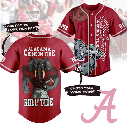 Customized Alabama Crimson Tide Football Sport Red Baseball Jersey