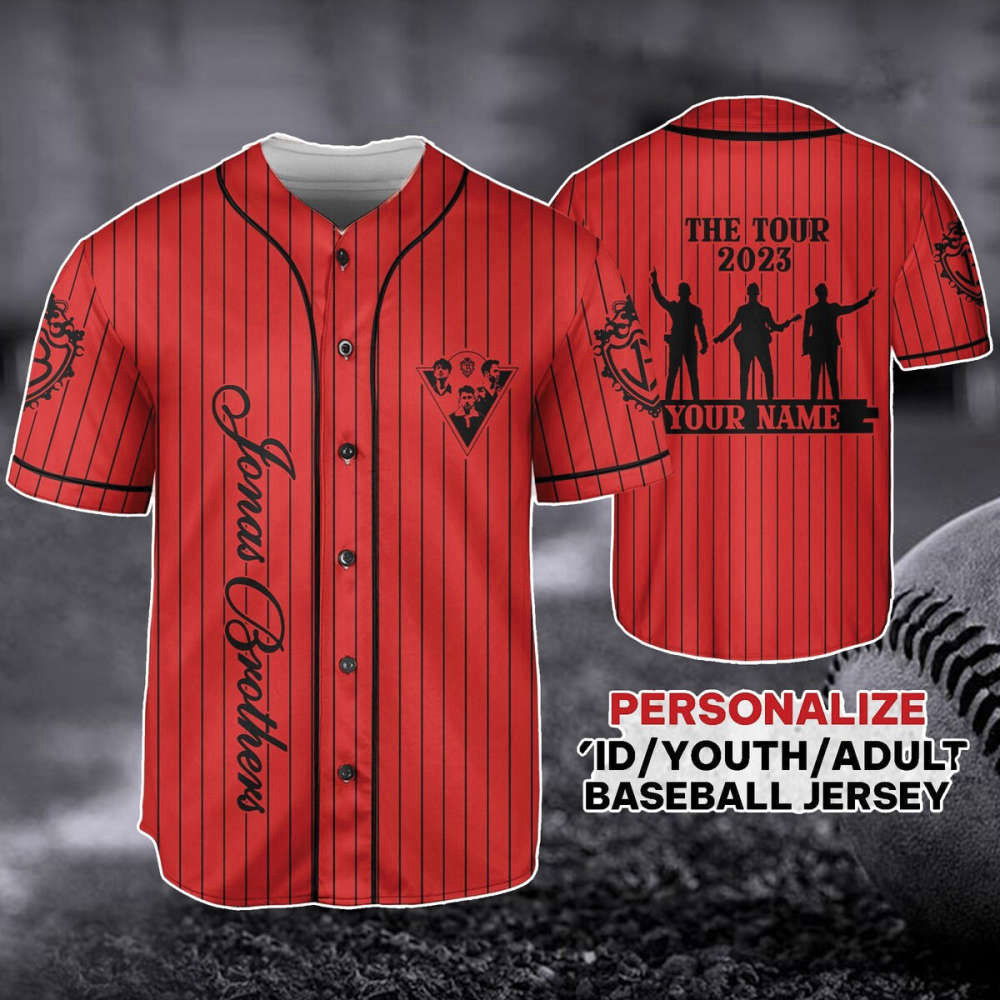 Customized Jonas Brothers Baseball Jersey - The Tour 2023 5 Album 1 Night Tour Pop Rock Band Shirt - Perfect Gift for Fans - Aopprinter