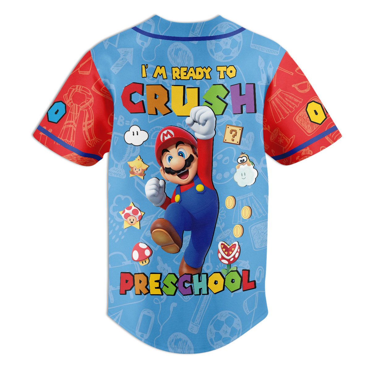 Custom Name &amp; Number Baseball Jersey Funny Super Mario