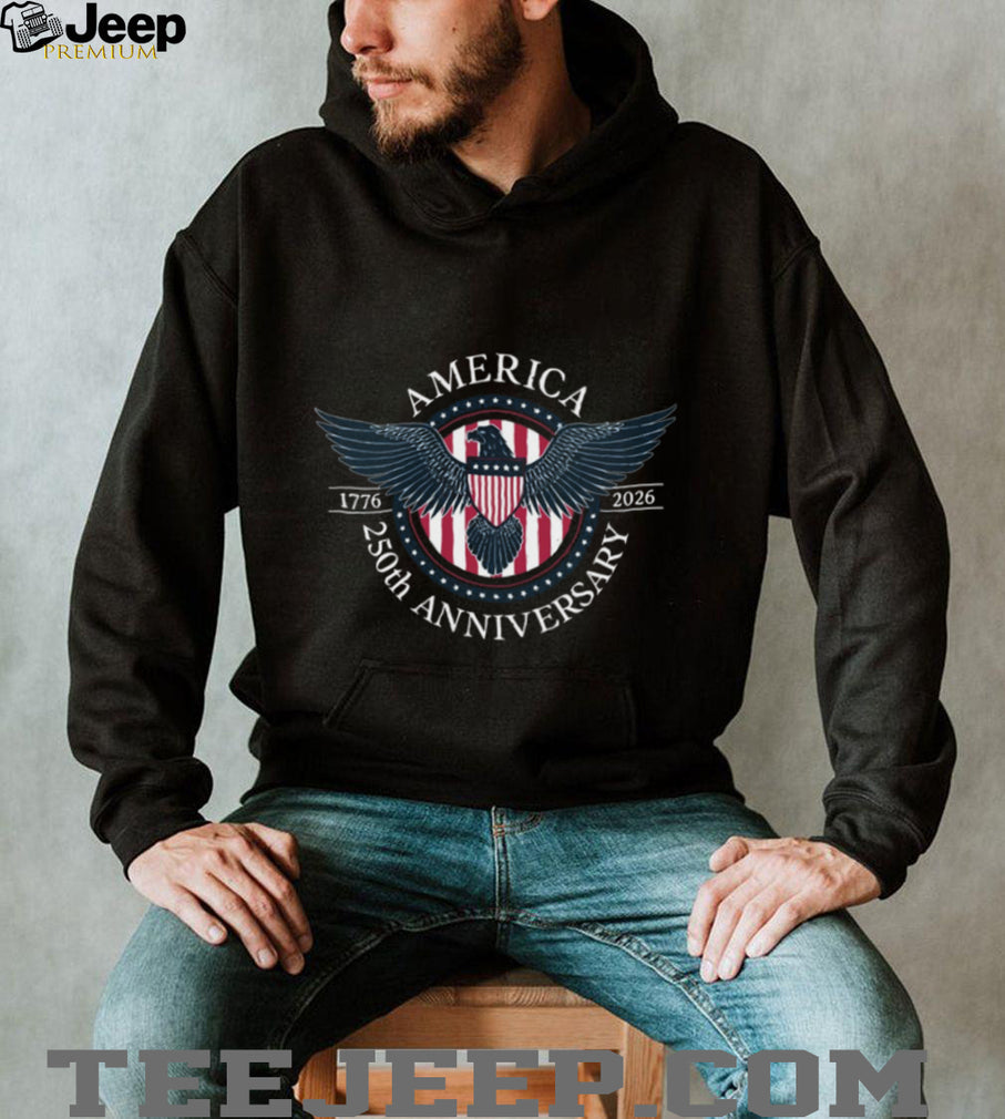 USA 250th Anniversary 1776 2026 Patriotic Eagle Shield Black T shirt