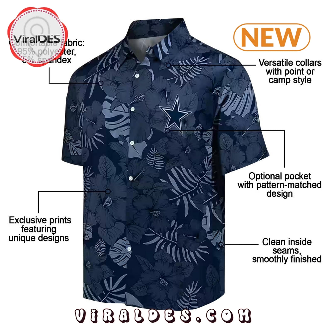 Dallas Cowboys Jungle Vibes Blue Hawaiian Shirt
