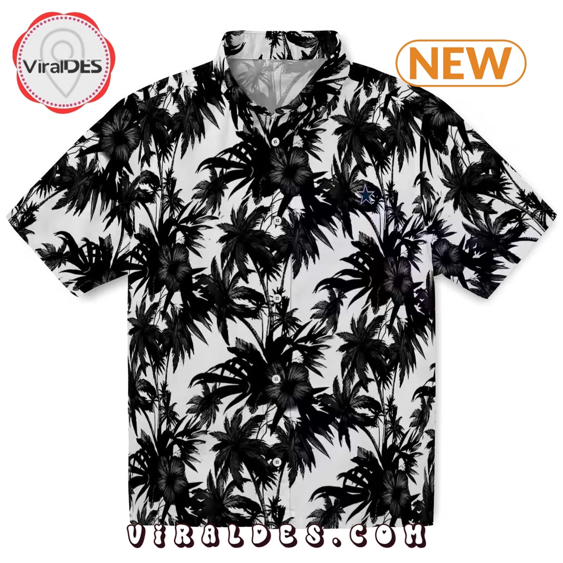 Dallas Cowboys Palm Motifs Hawaiian Shirt