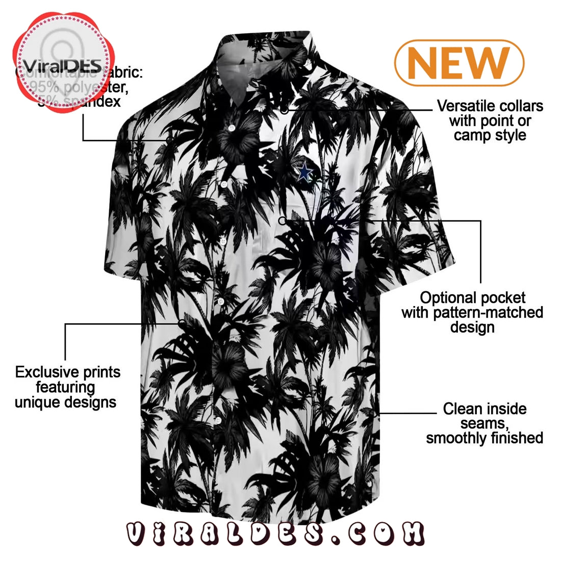 Dallas Cowboys Palm Motifs Hawaiian Shirt