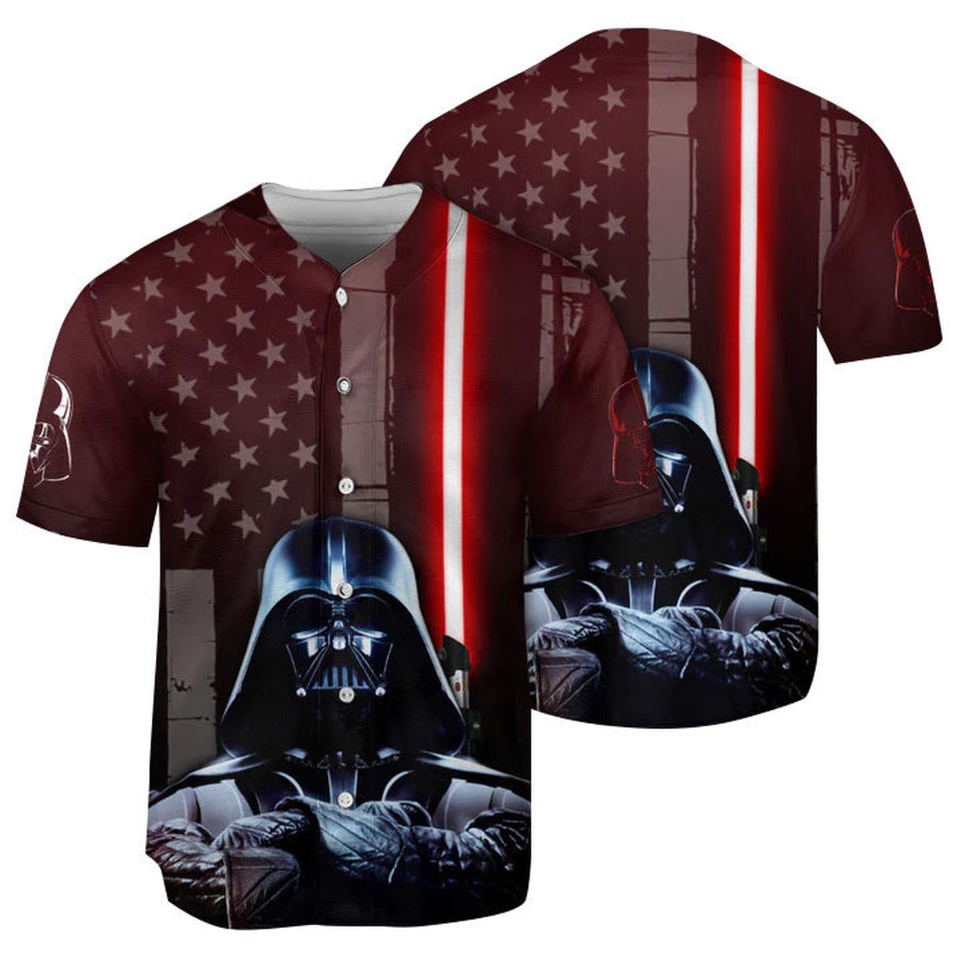 Darth Vader Lightsaber American Flag Baseball Jersey - Gift for Men Women - Gift for Men Women - lylyprint.com... (Image 2)