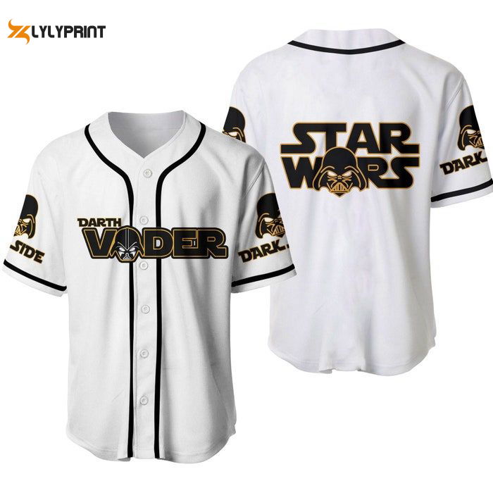 Darth Vader Star Wars White Yellow Disney Unisex Cartoon Graphics Casual Outfits Custom Baseball Jersey Gifts for Fans - lylyprint.com