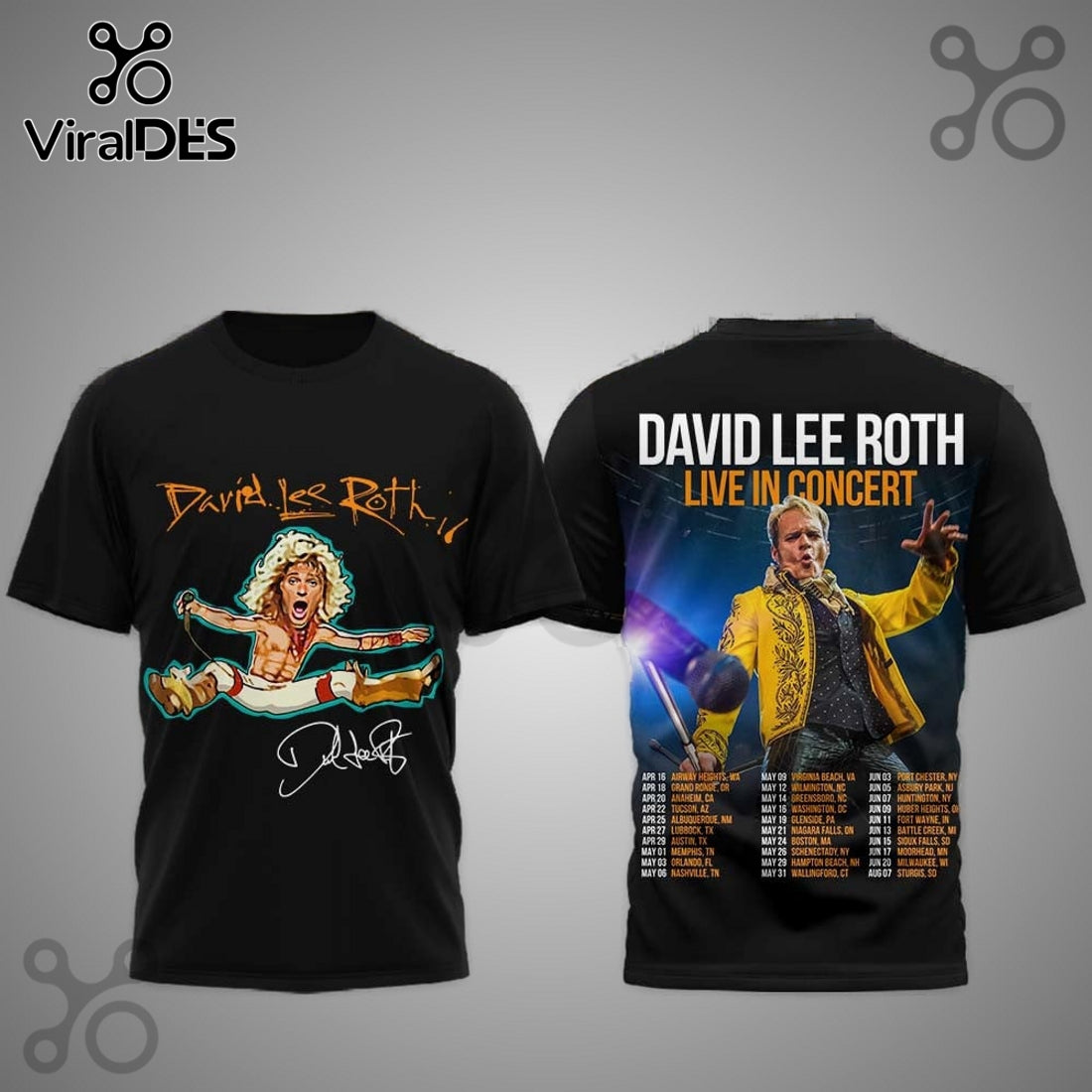 David Lee Roth 2026 Tour 3D T-Shirt