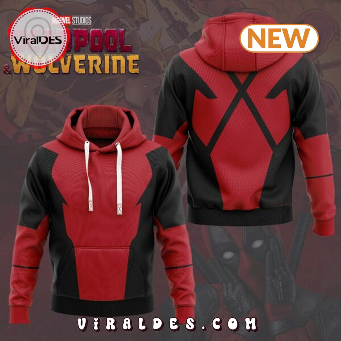 Deadpool & Wolverine Red Hoodie Printed