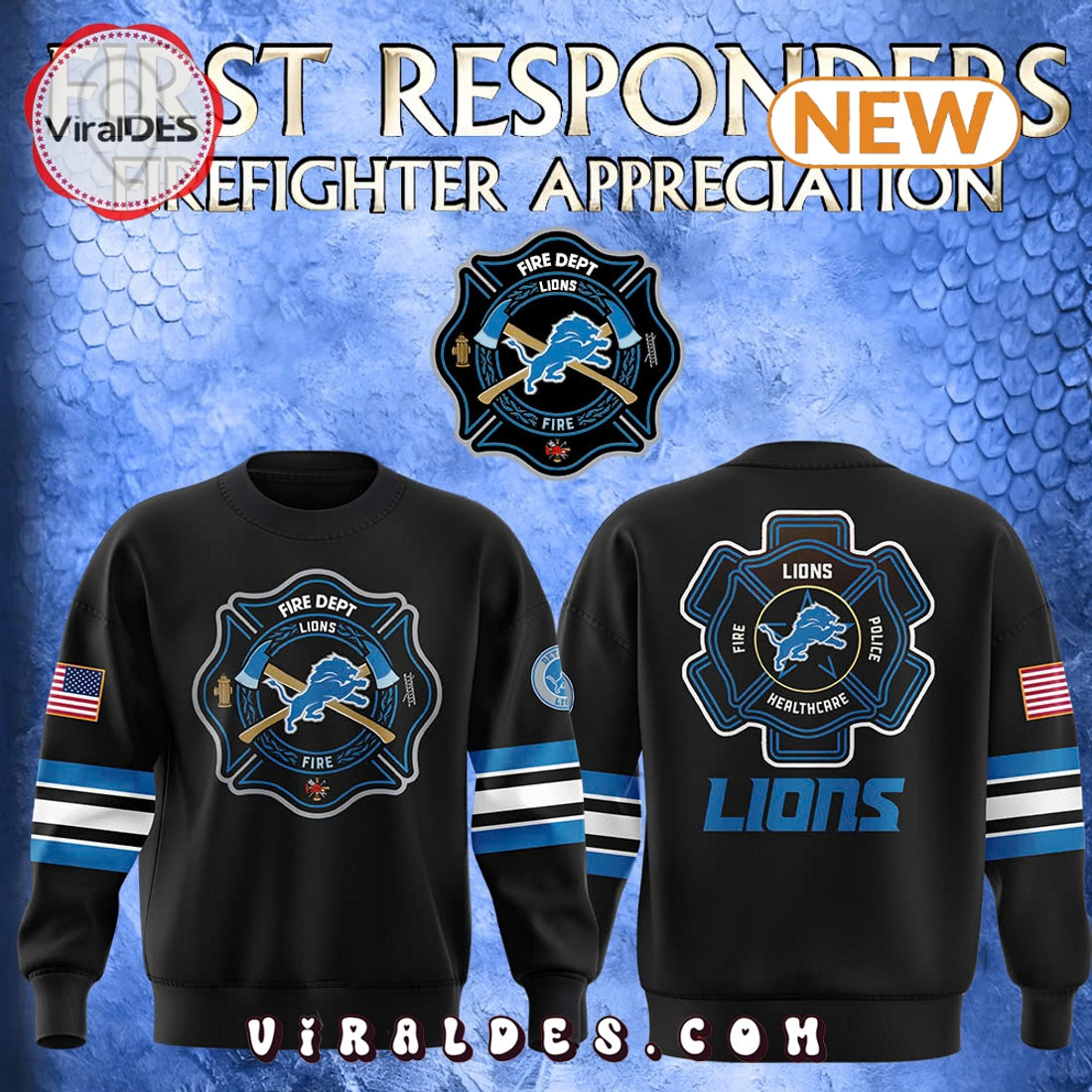 Detroit Lions 2024 Firefighter Appreciation Sweatshirt