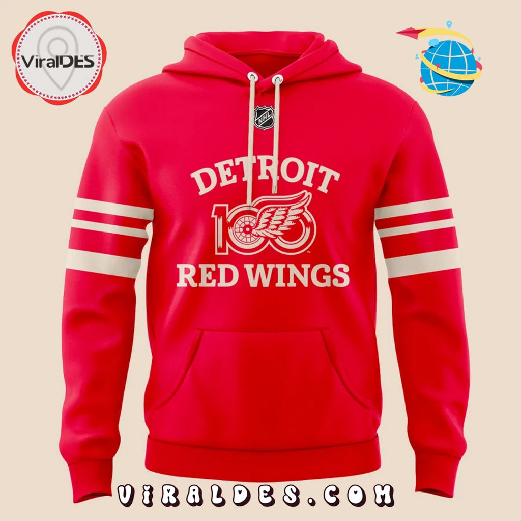 Detroit Red Wings 100 Years Of Hockeytown Hoodie 2025
