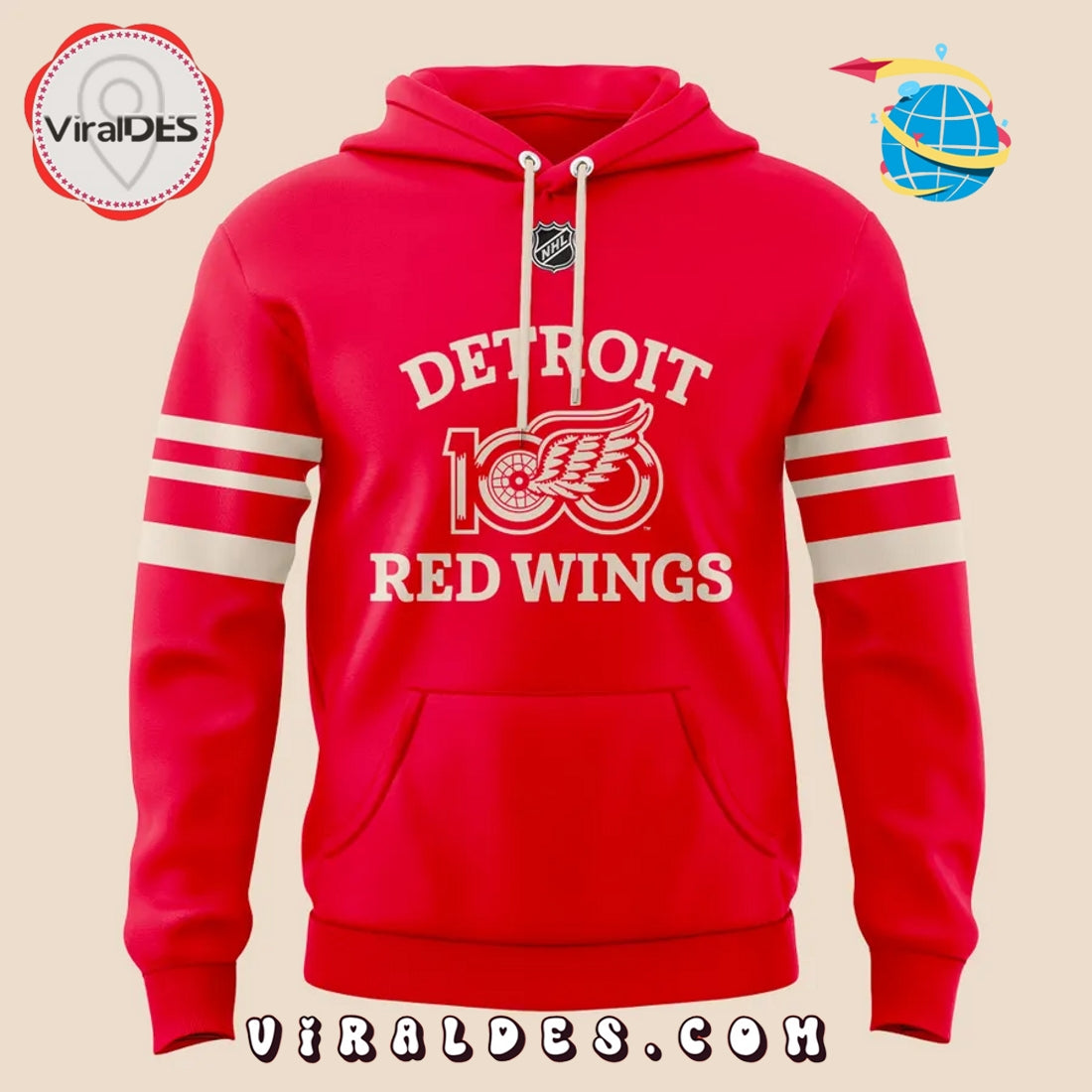 Detroit Red Wings 100 Years Of Hockeytown Hoodie 2025