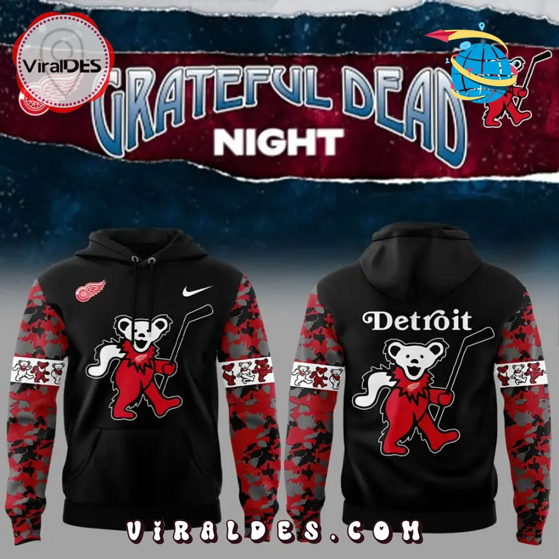 Detroit Red Wings Grateful Dead Night Hoodie, Long Pants
