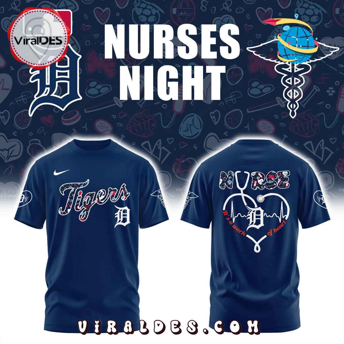 Detroit Tigers MLB Nurses Night Navy Hoodie