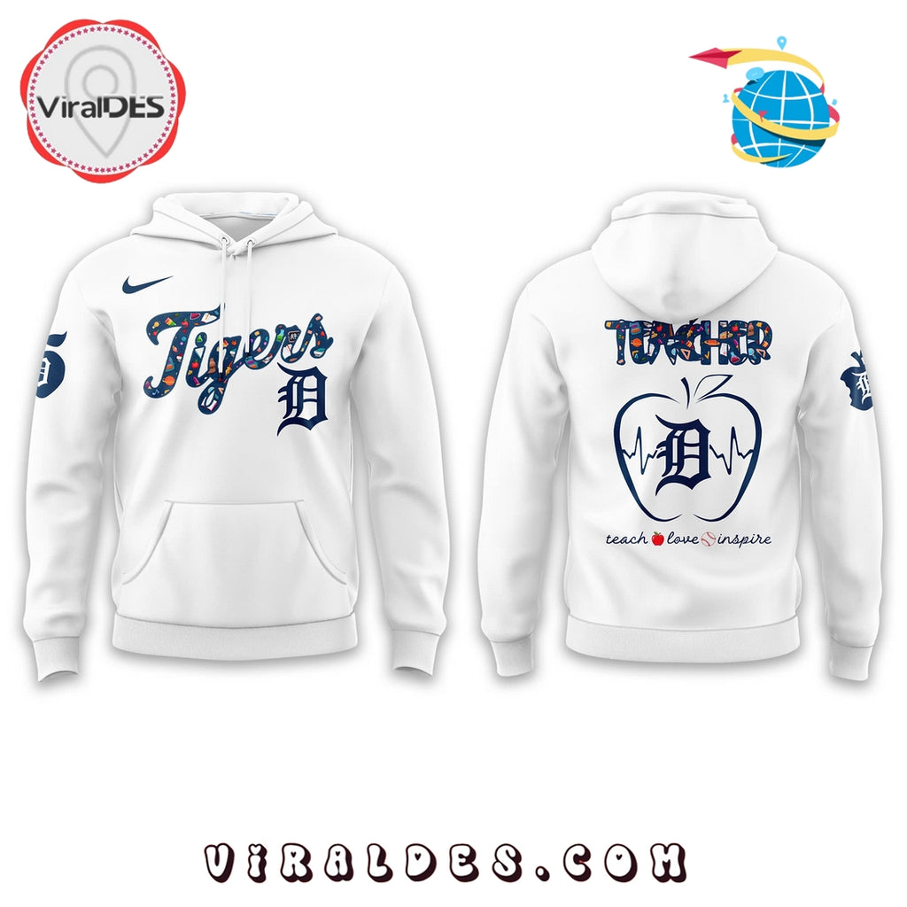 Detroit Tigers MLB Teacher Night White Hoodie, Long Pants
