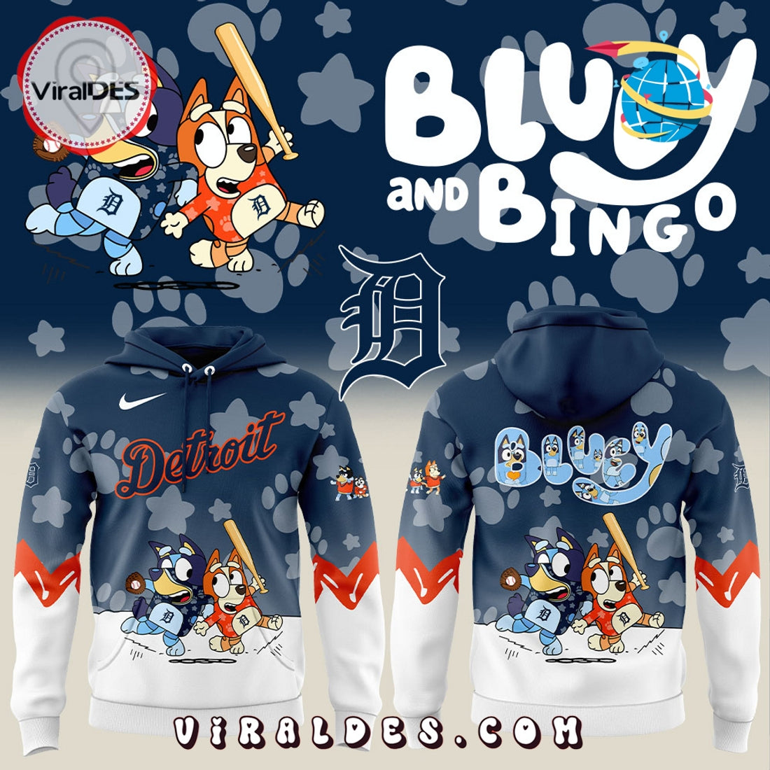 Detroit Tigers x Bluey and Bingo Hoodie