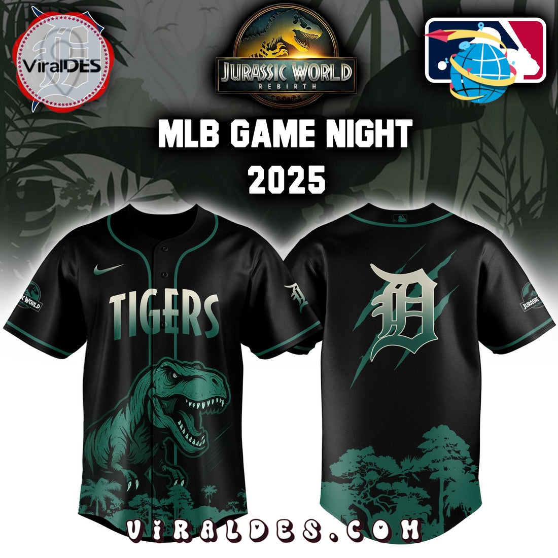 Detroit Tigers x Jurassic World 2025 Baseball Jersey