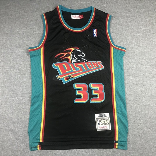 detroit pistons #33 grant hill Pistons 33 Black Retro Logo Style 3
