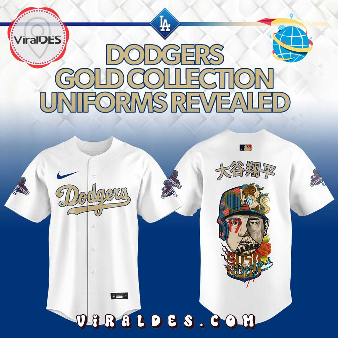 Dodgers Gold Collection Shohei Ohtani Baseball Jersey
