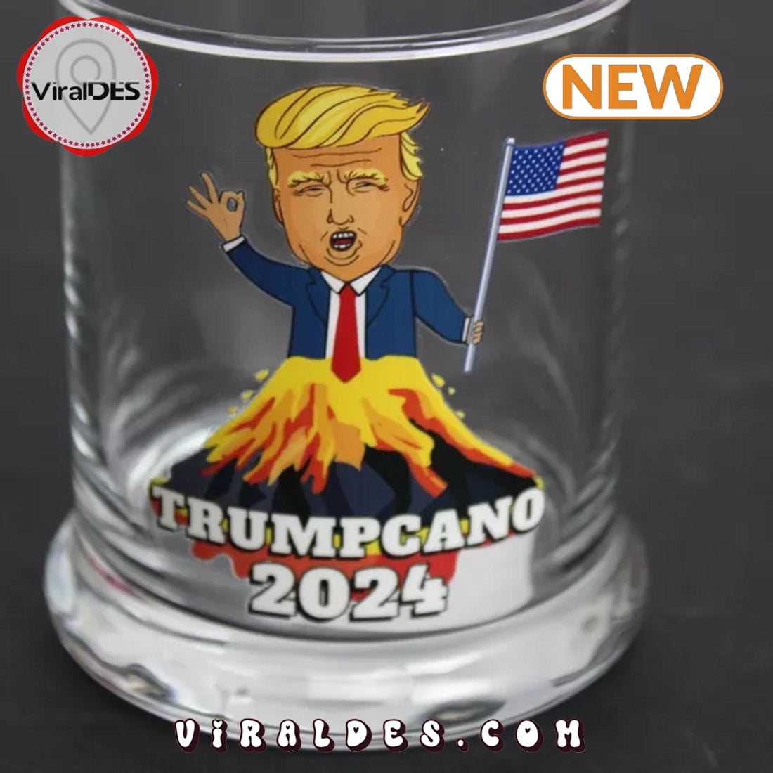 Donald Trump Volcano Beverage Whiskey Glass