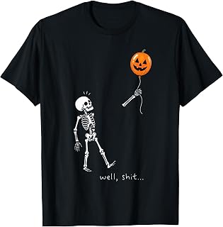 Well Shit Skeleton Holding Balloon Pumpkin Gothic Halloween (1)