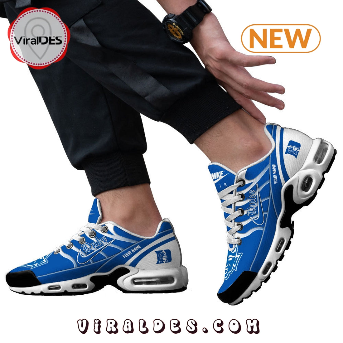 Duke Football Custom Name Air Max Plus Shoes