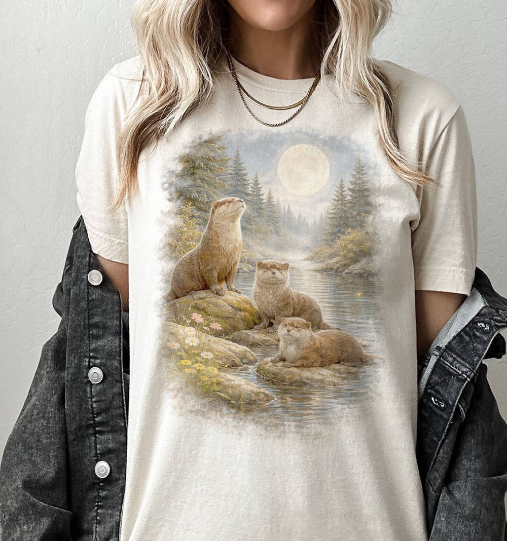 Otter Nature Retro 90's Boho Otters Cabincore T-Shirt
