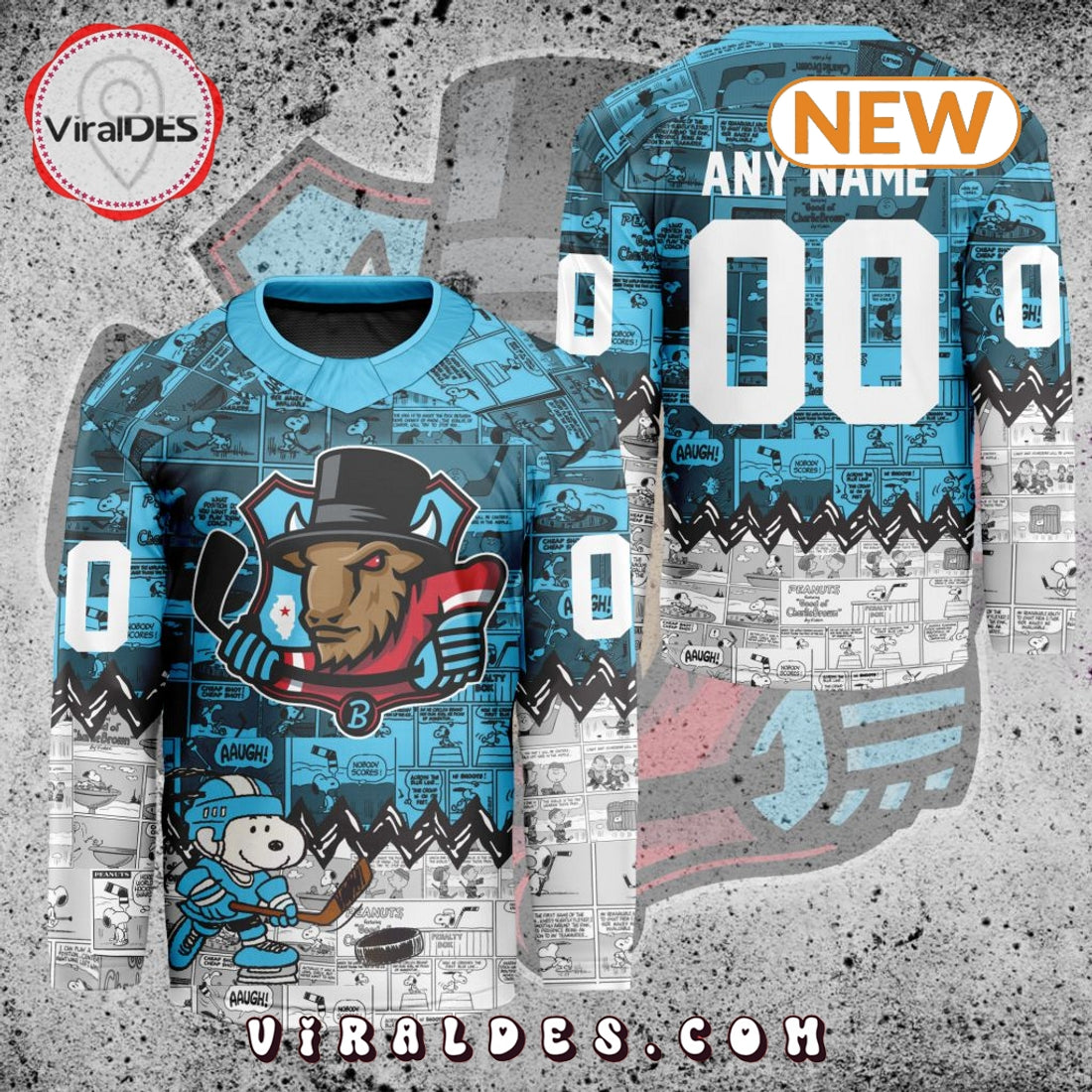 ECHL Bloomington Bison Peanuts 75th Anniversary Hockey Jersey