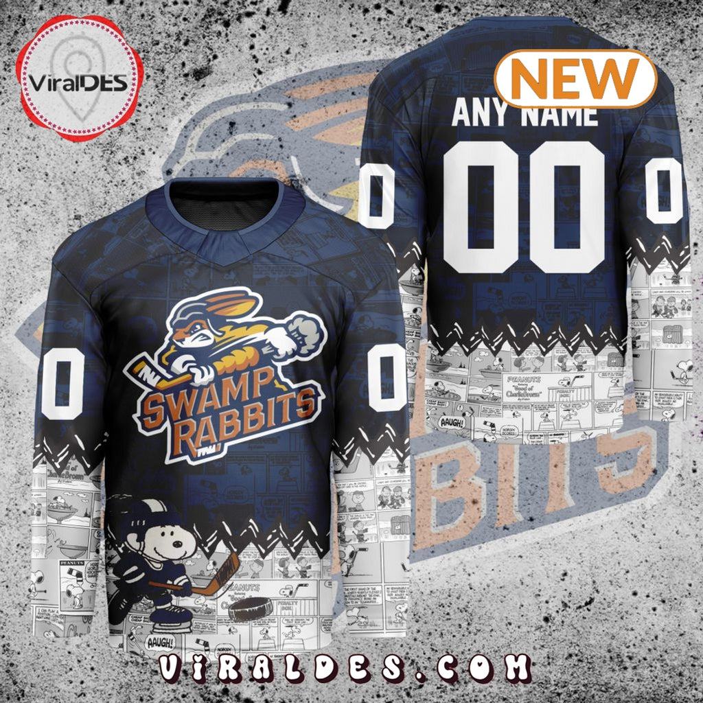 ECHL Greenville Swamp Rabbits Peanuts 75th Anniversary Hockey Jersey