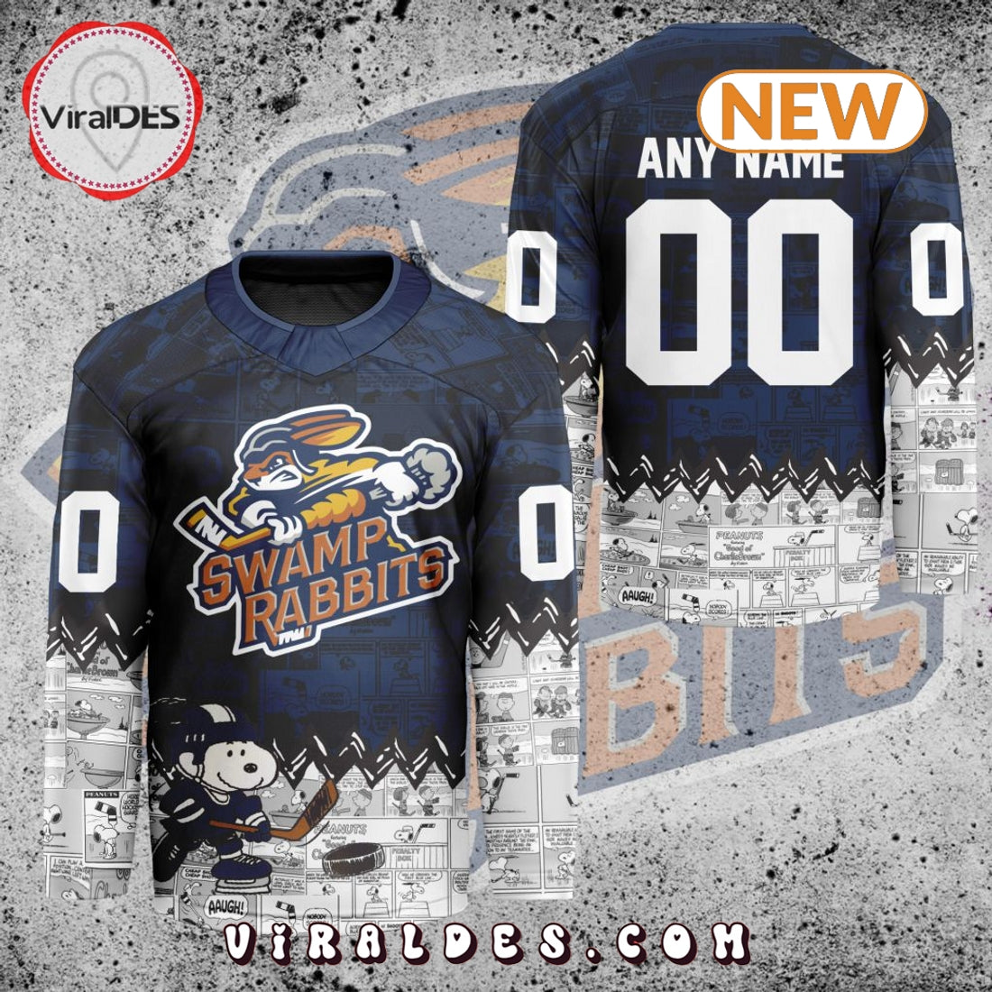 ECHL Greenville Swamp Rabbits Peanuts 75th Anniversary Hockey Jersey