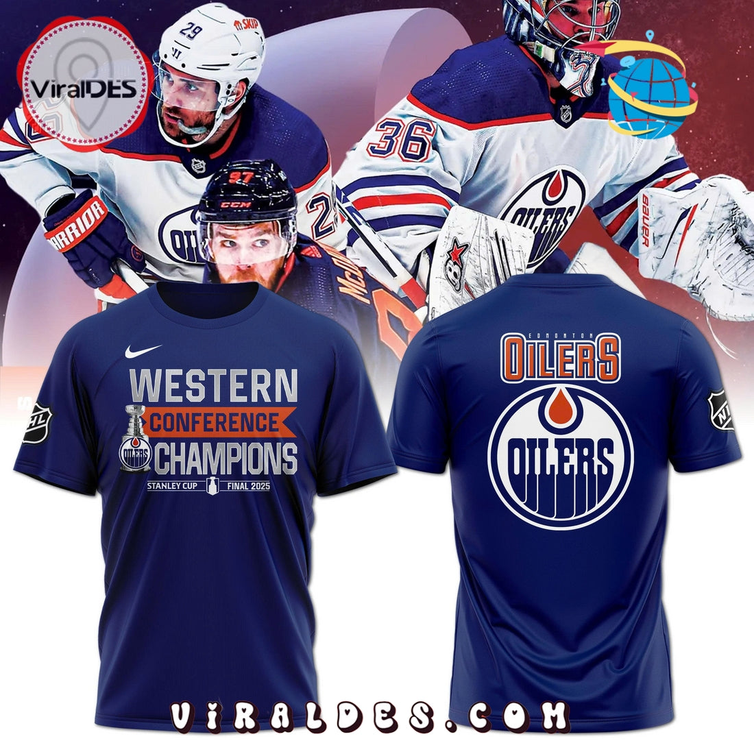 Edmonton Oilers 2025 Western Conference Champions Navy Hoodie