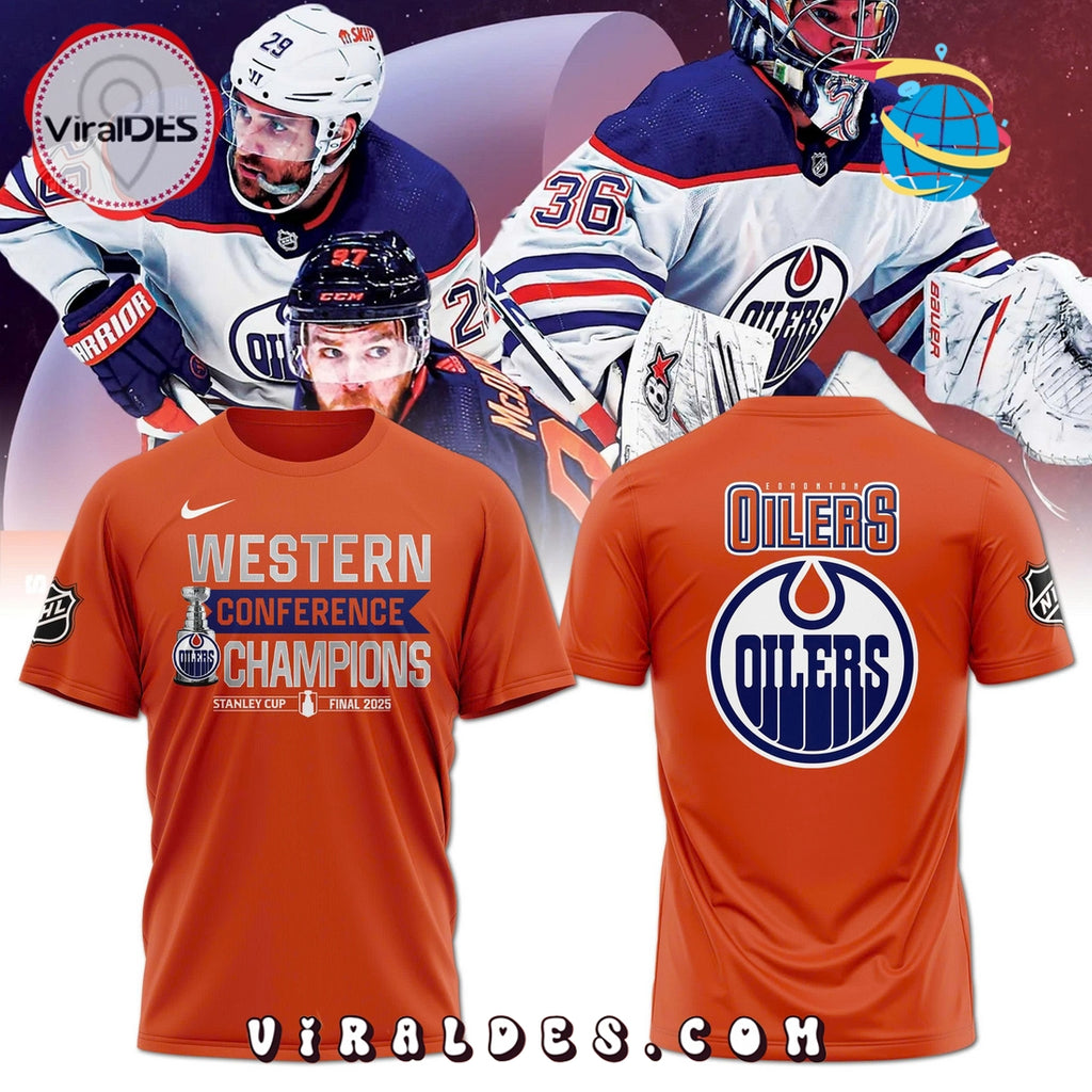 Edmonton Oilers 2025 Western Conference Champions Orange Hoodie