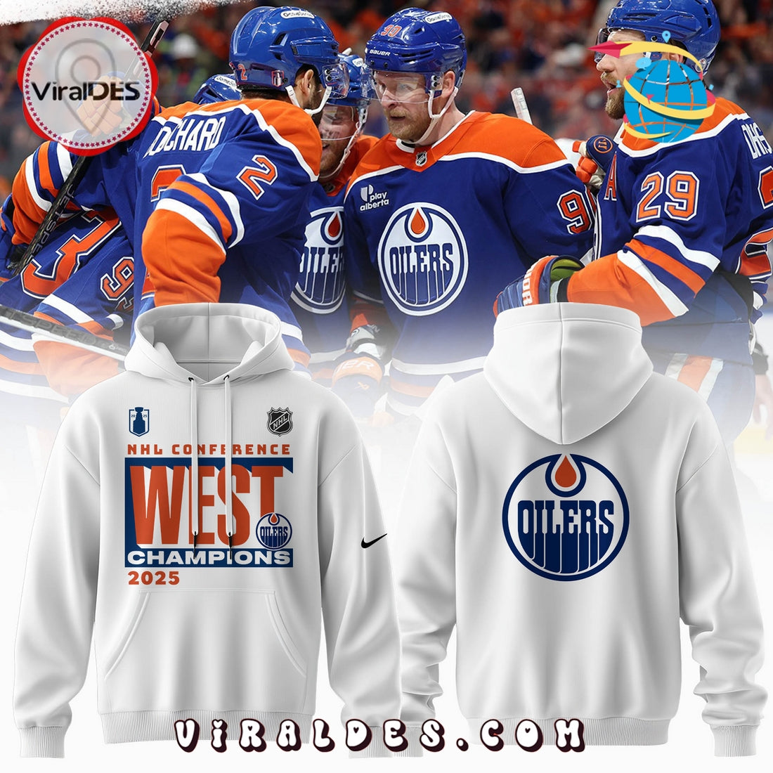 Edmonton Oilers 2025 Western Conference Champions White Hoodie