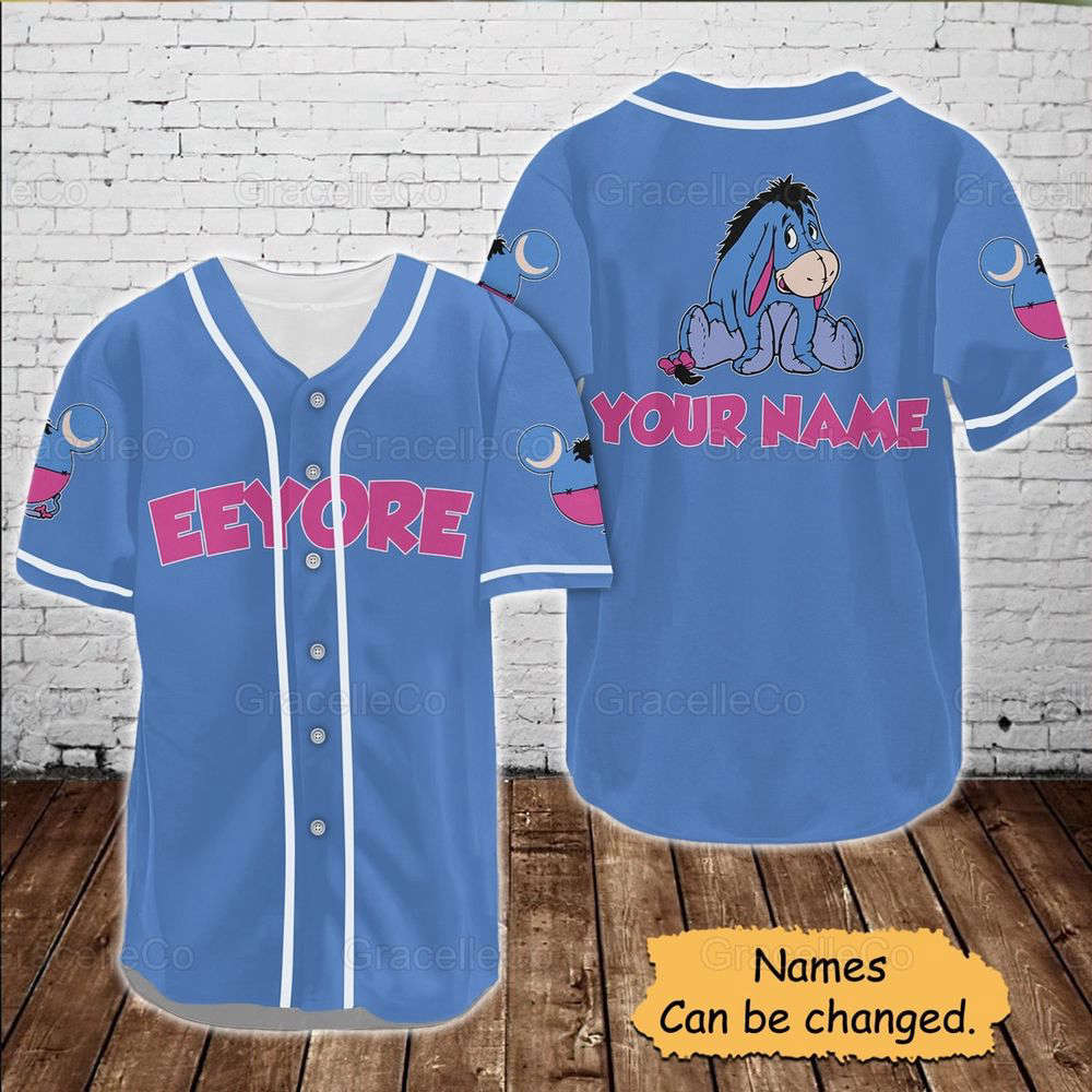 Eeyore Custom Baseball Jersey Shirt, Disney Eeyore Jersey Shirt, Disney Trip Baseball Shirt, Eeyore Donkey Disney Tee, Funny Disney Shirt. - lylyprint.com